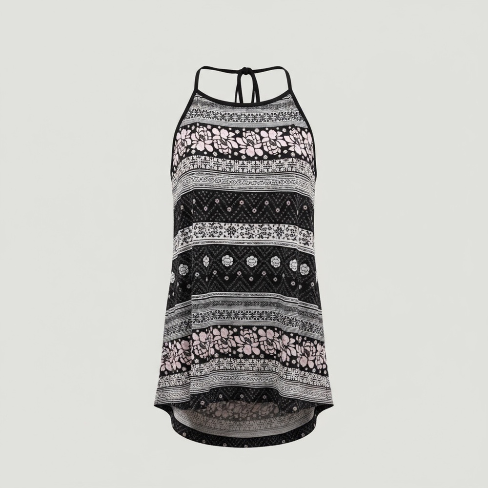 American Eagle Outfitters Black and Gray Patterned Top